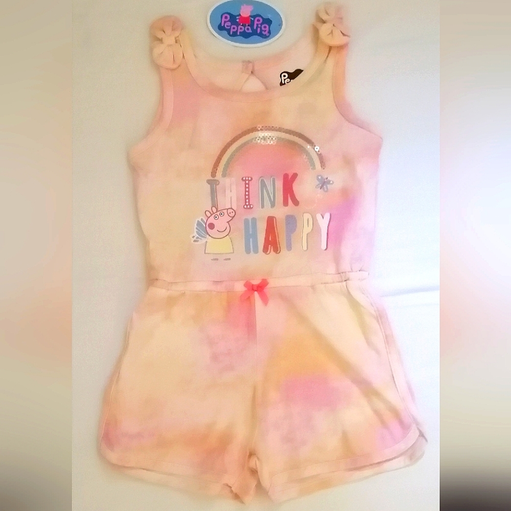 🔥SALE🔥 Peppa Pig Hasbro Toddler Girls Think Happy Rainbow Romper NWT Size 3T